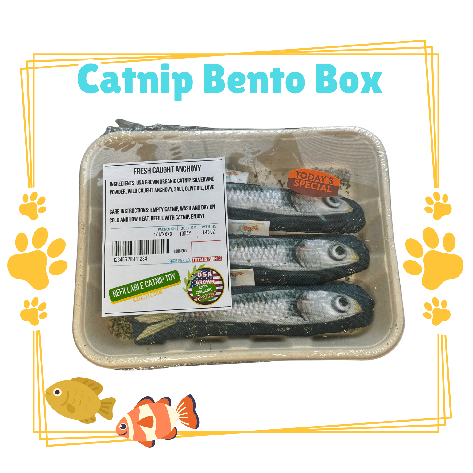 Refillable Catnip Bento Box - Fresh Caught Anchovy