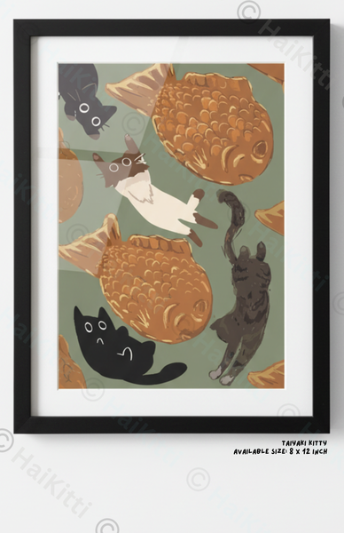 Textured Fine Art Print - Taiyaki Kitty