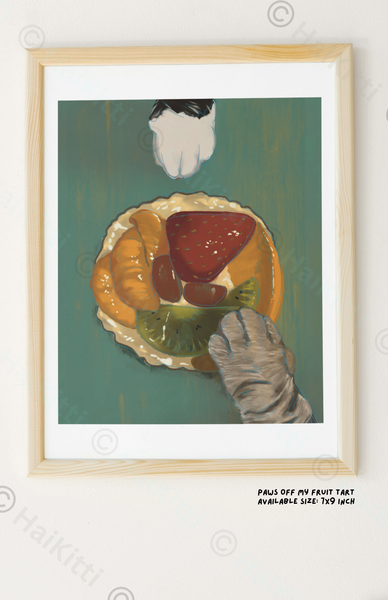Textured Fine Art Print - Paws Off My Fruit Tart